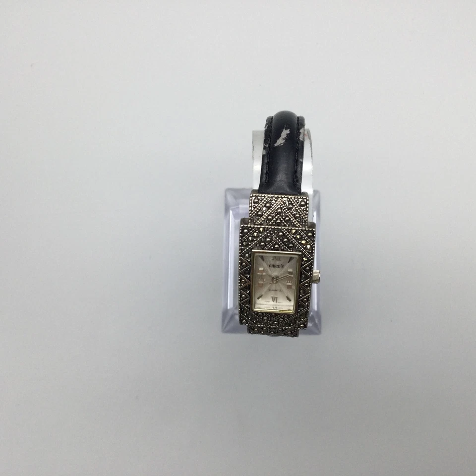 Reloj Chico's Mujer 18mm Tono Plata Marcasita Cristales Puño Abierto Batería Nueva Foto 4 de 4