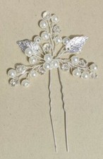 Wedding Pearl Beaded Silver Bride Hair Pin Accessory New