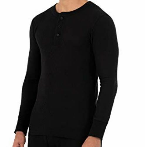 Waffle Thermal Henley Black Soot | eBay