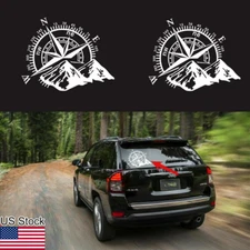 2x 10" White Compass Navigate Graphic Side Body Hood Rear Window Decal Sticker