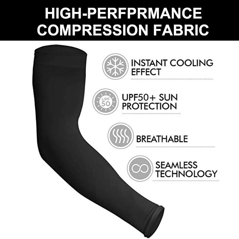 Cooling Arm Sleeves Compression Cover UV Sun Protection Sports For Men Women US - Image 3 of 4