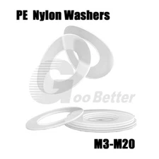 M3-M20 PE Material Nylon Plastic Washers Round Gaskets Metric Thick 0.8mm-2mm
