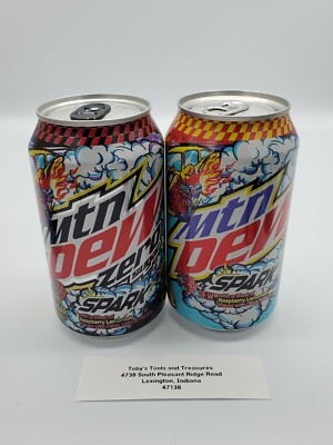 2 Full Mountain Dew Mtn Dew SPARK & ZERO 12oz Cans Raspberry Lemonade Old Logo