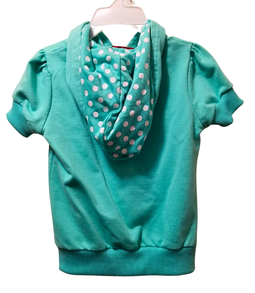 Hello Kitty Hoodie Toddler Girls 4T Turquoise Sequin Short Sleeve Zip-Up Sanrio  - Image 2 of 4