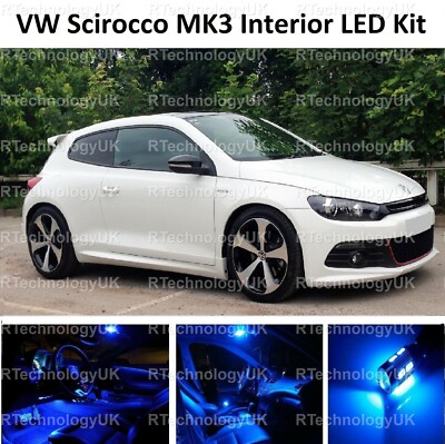 BLUE PREMIUM for VW SCIROCCO III MK3 FULL INTERIOR LED LIGHT BULBS KIT
