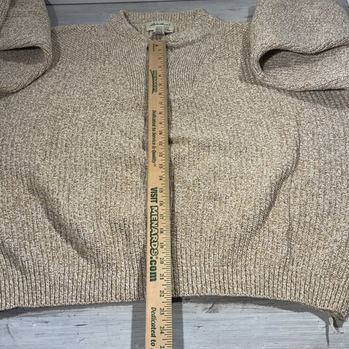 Maglione Eddie Bauer uomo 2XL beige Henley cotone maglia pescatore vintage made USA - Foto 7 di 14