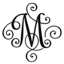 Scroll Monogram Inital Vinyl Decal Sticker | Decorative Letter Script Lettering