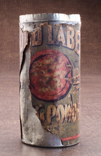 Antique Gold Label Baking Powder Tin Can Hardesty Mfg. Co. Denver Colorado