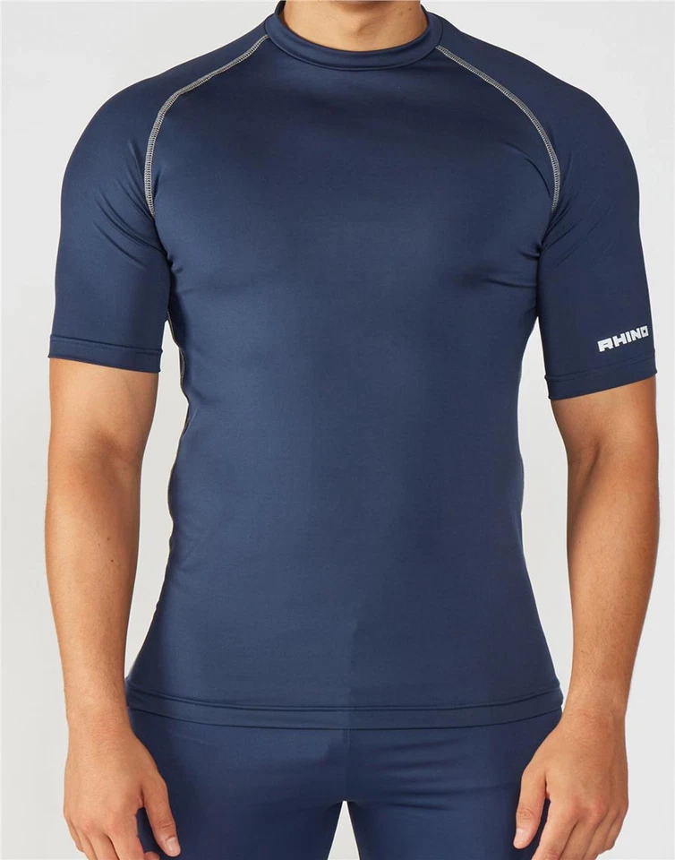 Top de compresión Rhino para hombre capa base manga corta secado rápido deportes gimnasio fitness Foto 3 de 4