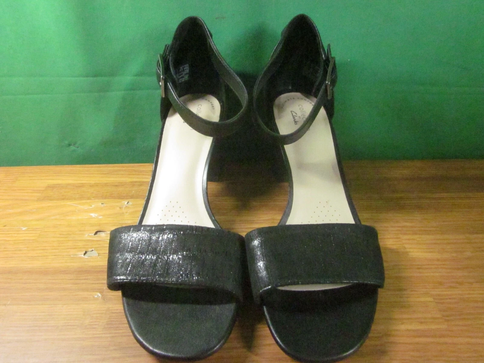 Sandalo Clarks donna Jocelynne tacco a cam tuta in pelle interesse nero 10 M
