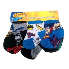 Batman Superman DC Justice League Baby Toddler Boy' 6 Pack Socks Kids 0-6 mo NEW