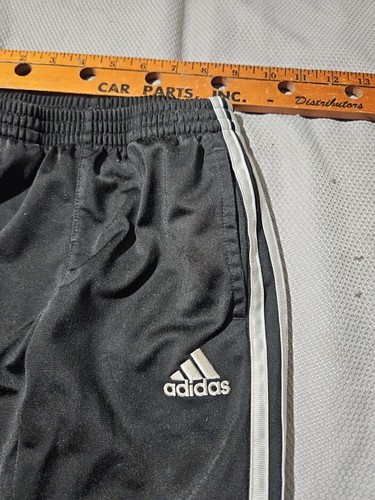 Adidas Pants Youth Kids Size 6 Black Sweatpants Performance 3 Stripe Joggers - Picture 6 of 14