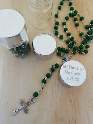 12-Pack Personalized Baptism Favors – Laser-Engraved Rosary Keepsakes For Quinceañera & Communion