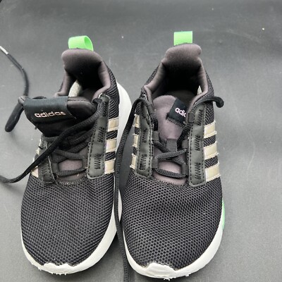 Adidas Cloudfoam Pure Youth Girls 13k Black Green Silver | eBay