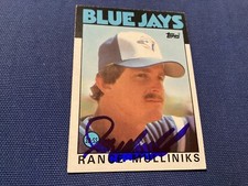RANCE MULLINIKS SIGNED,  MINT 1986  TOPPS CARD # 74 BLUE JAYS/ FREE POSTAGE!!!!