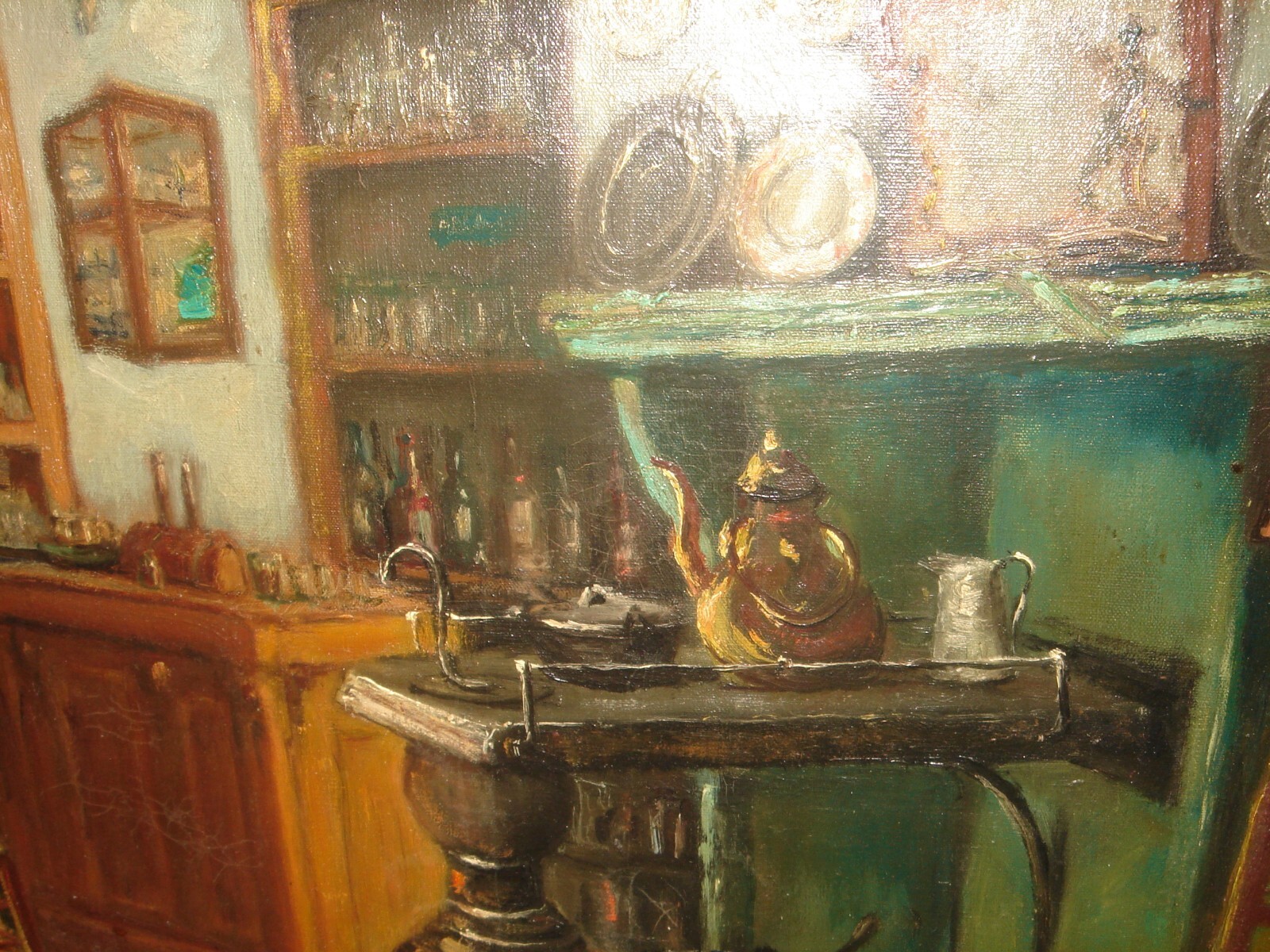 Large antique oil painting,{ Indoors scene, Belgium Dutch school, is signed}. eBay