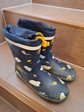 Gummistiefel gefüttert von Tchibo, blau mit Wolken, Gr.32/33, Gebrauchsspuren