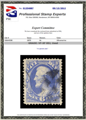 O-38 Used Navy Department Official Stamp, PSE Graded 85J, Cert