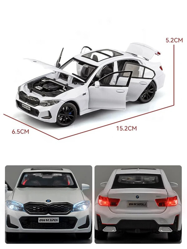 BMW 3シリーズ ミニカー シルバー 1:32 BMW 320i THE 3 G20 2024 Diecast Model Car Sound Light