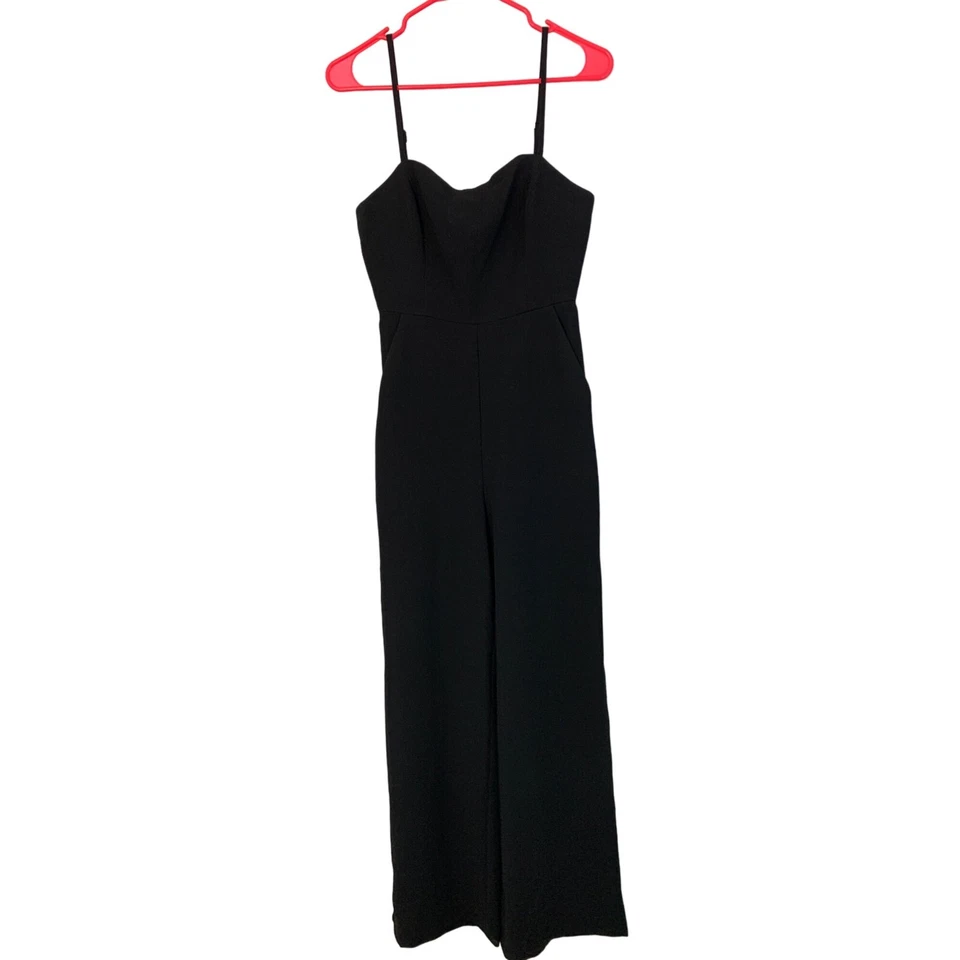 Mono BCBGGeneration para mujer negro pierna ancha abierta talla 4 correa nuevo con etiquetas 7816 Foto 2 de 4