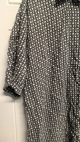 Honors Men's Button Up Shirt Short Sleeve Blue-Beige Geo pattern Size Large L - Picture 4 of 6