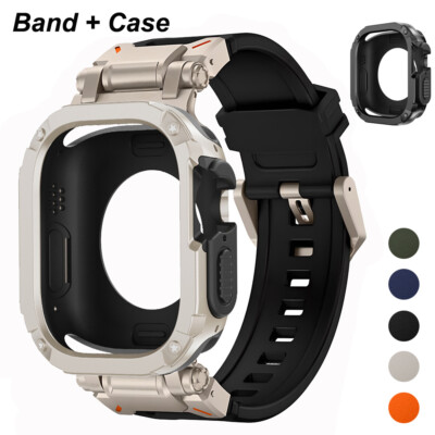 Band+Case Metal+Silicone Strap For Apple Watch Ultra2&1 49mm