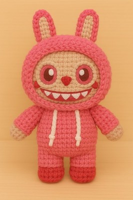 Labub Hooded Monster Knitted PATTERN ONLY 16cm Plushies Soft Plush ...