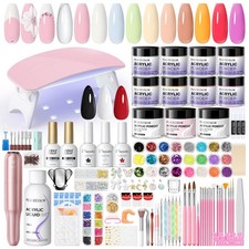 PEACECOLOR Acrylic Nail Kit with Electric Nail Drill and Lamp, 114PCS Nail Set