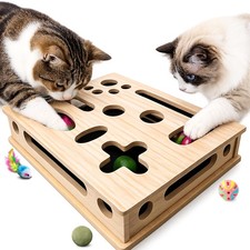 Cat Scratch Puzzle Enrichment Box, Interactive Wooden Cat Nail File Box for A...