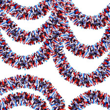 50FT 4Th of July Garland Red White and Blue Tinsel Garlands Patriotic Garlands f