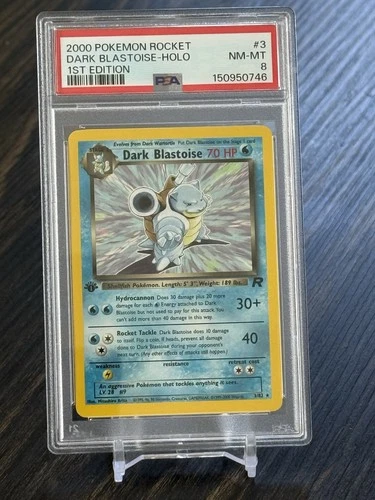 2000 POKEMON ROCKET 1ST ED #3 DARK BLASTOISE-HOLO PSA 8 W Back Swirl