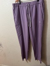 Mediclo Tencel Scrub Pants Womens XL Purple Drawstring Pocket Soft Stretch Q52