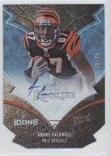 2008 Icons NFL Rookies Rookie Blue Die-Cut 10/25 Andre Caldwell #105 Auto 0f8