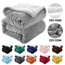 Large Bed Blanket Ultra Soft Heavy GSM Sherpa Fleece Blankets Throws Twin Queen