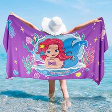 Mermaid Kids Beach Towel for Girls Microfiber Sand Free Beach Towels Quick Dry K