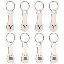 8Pcs Stainless Steel Shopping Trolley Token, Silver Tone Letter Y  Grocery Cart