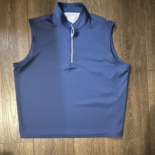 johnnie-O Performance Men's Vest XL Blue 1/4 Zip Stand-Up Collar - product listing photo