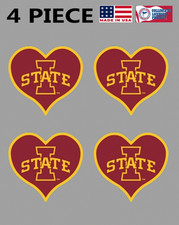 4PC Iowa State Cyclones Waterless Peel  Stick Temporary Tattoos Team Heart Logo