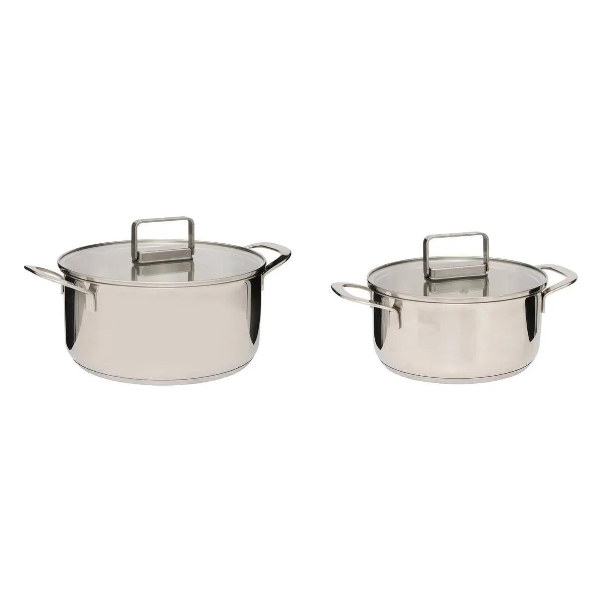 Lot de 2 faitouts en inox 24cm Brillance faitout argent induction