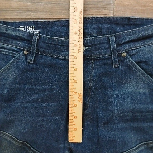 Jeans masculino G Star cru 34x34 azul denim 5620 3D super fino desbotado (ADEQUADO PARA 33x30) - Imagem 4 de 4