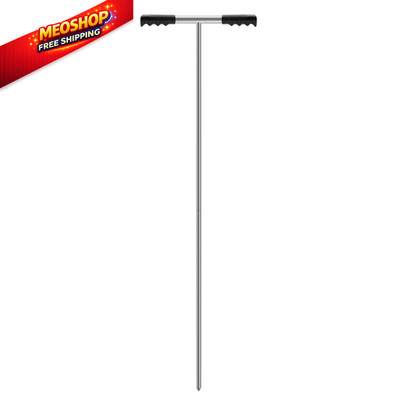 Stainless Steel Soil Probe Rod,48 Inch Adjustable Ground Rod Silver