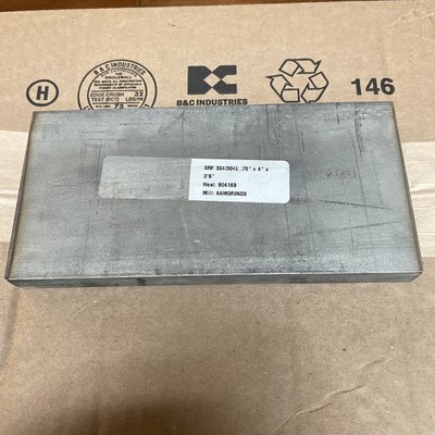 8 Inch Stainless Steel Flat Bar Stock 3/4'' x 4   Rectangular 304 Mill Finish