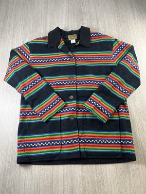 Pendleton Knockabout Hergestellt in den USA Wolldecke Mantel Jacke Southwestern Streifen L Vintage