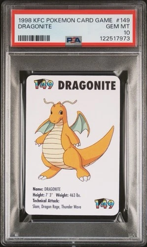 New ListingDragonite #149 Pokemon Trading Card Game Mini KFC 1998 Nintendo WOTC PSA 10