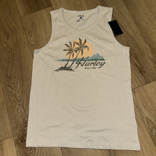 Hurley Men’s Diamond Head Graphic Tank Bone Size Medium Palm Trees NEW