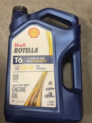 Shell Rotella T6 15W-40 Heavy Duty Diesel Engine Oil 1 Gallon New Look 