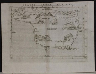BRAZIL 1561 RUSCELLI & PTOLEMY UNUSUAL ANTIQUE ORIGINAL COPPER ENGARVED MAP