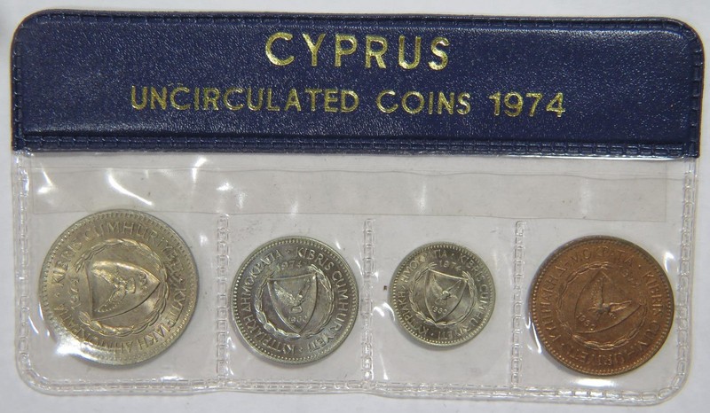 CYPRUS UNCIRCULATED WORLD COIN TYPE SET 100 50 25 5 MILS
