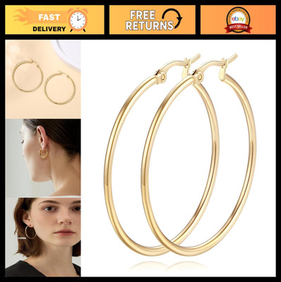 14K Gold Creolen für Damen - klassischer glänzender Goldschmuck, eleganter Stil