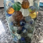 Vintage Blue Glass Ball Jar Full Of Marbles Over 3 Pounds — photo 7
